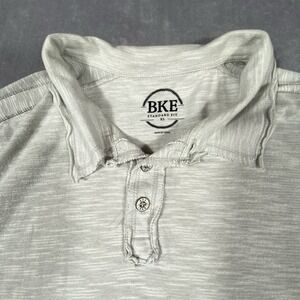 BKE‎ Buckle Polo Shirt Mens Size XL 3 Button Gray Distressed Edges Standard Fit